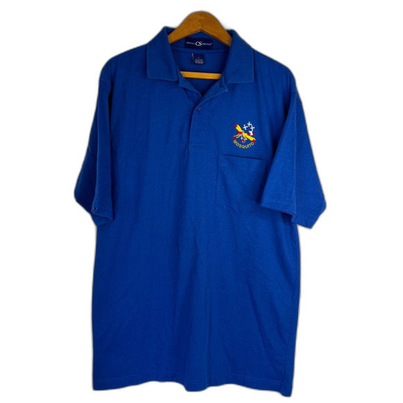 Crystal Springs Bright Blue Polo Shirt Mosquito Embroidered Logo Size Large - Picture 9 of 9